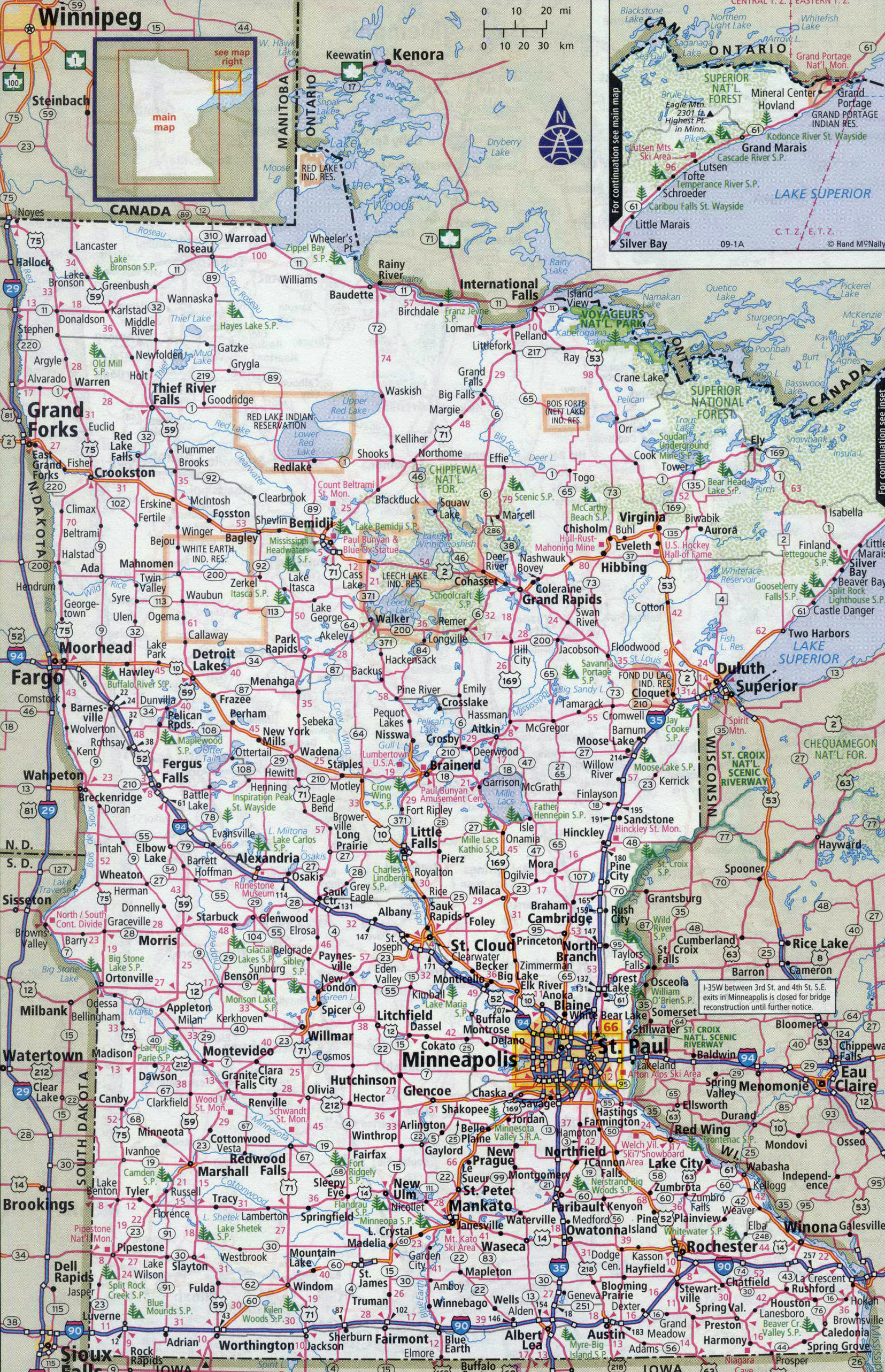 Map Of Minnesota State With Highways Roads Cities Counties Towns The