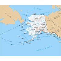 Large detailed administrative map of Alaska state with roads and major ...