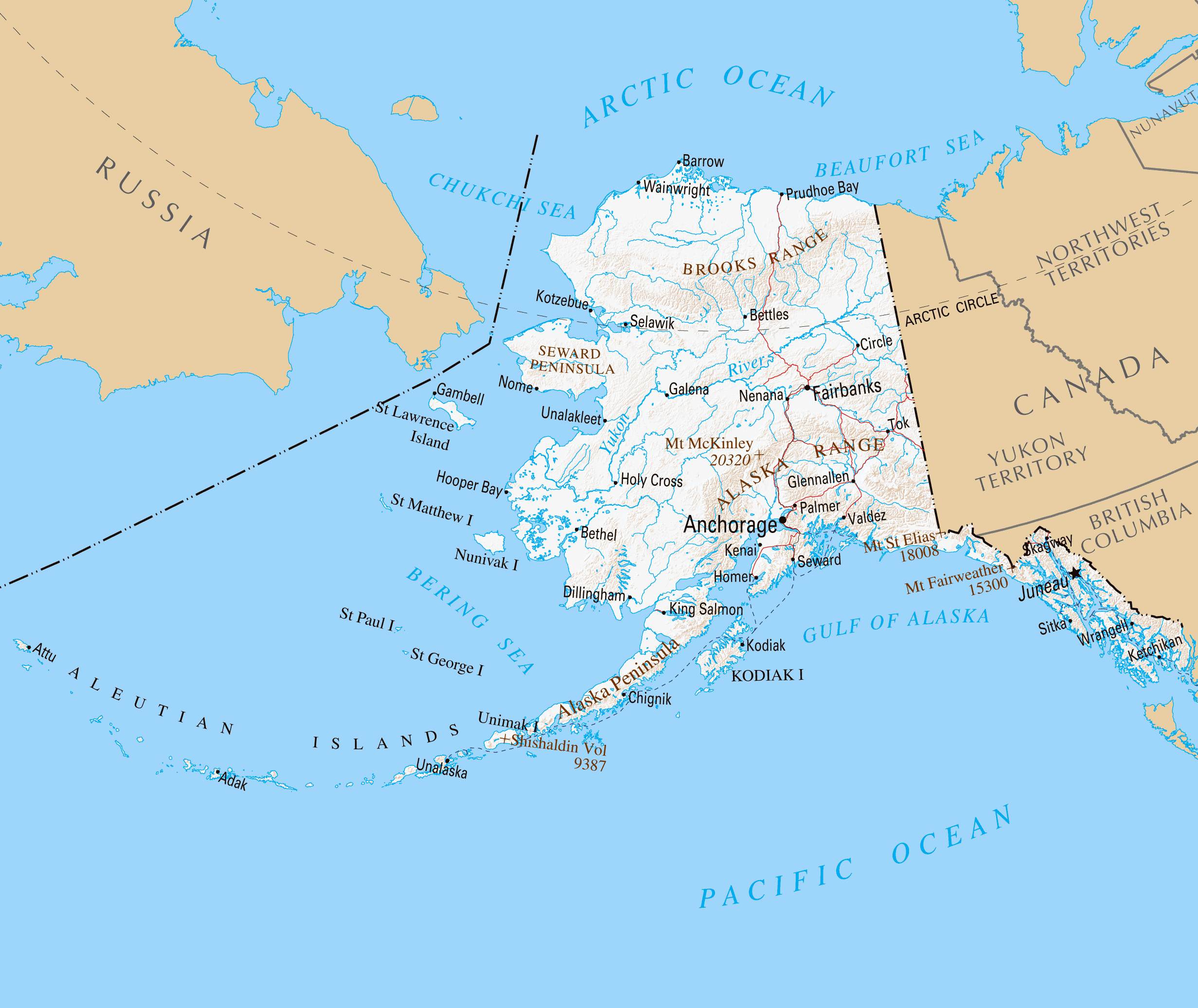 Large Detailed Map Of Alaska State With Relief And Cities Alaska State Usa Maps Of The Usa Maps Collection Of The United States Of America
