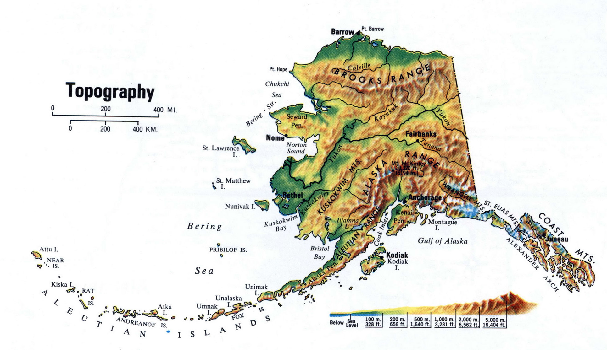 Elevation Map Of Alaska Large topography map of Alaska state | Alaska state | USA | Maps 