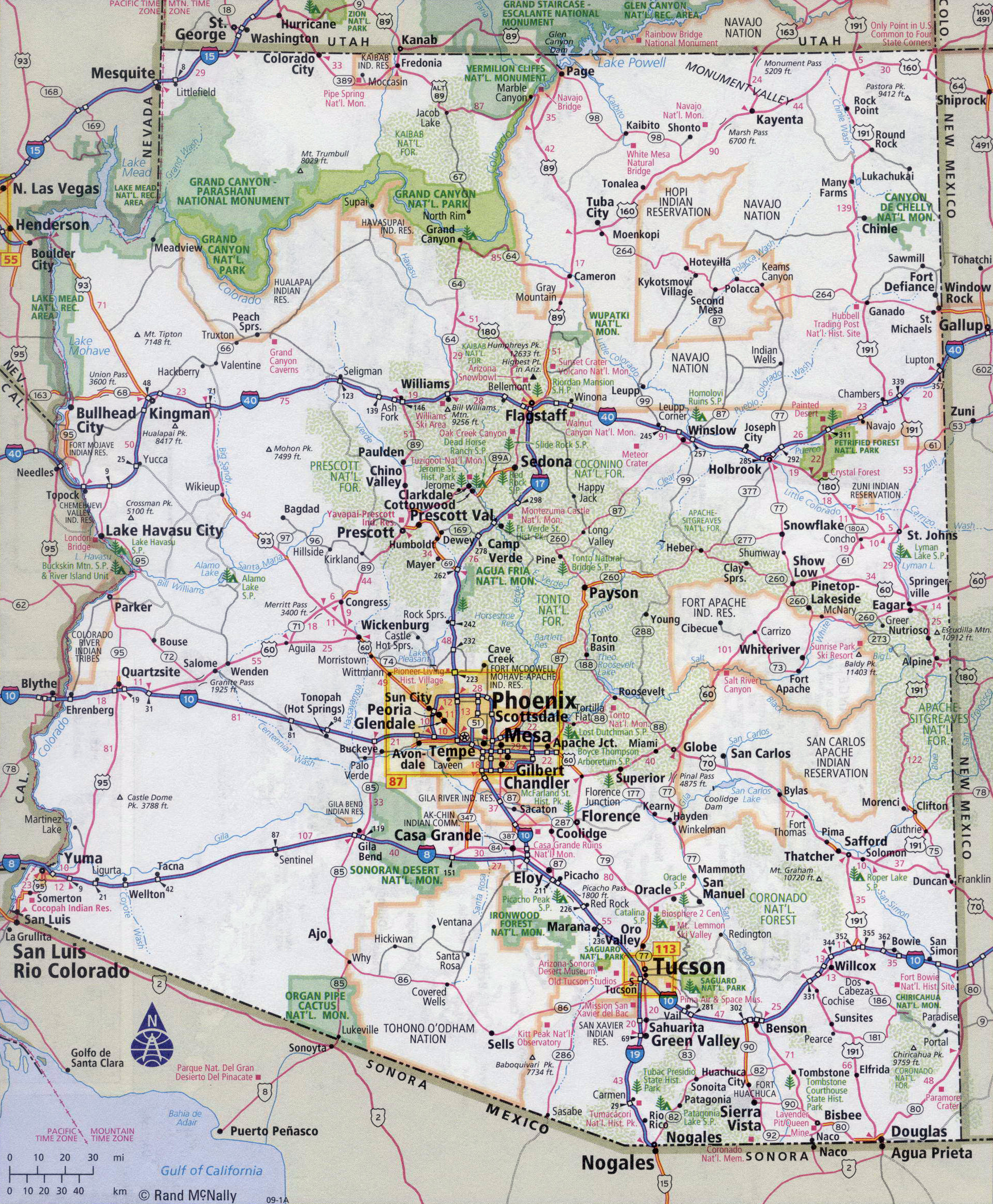 Road Maps Of Arizona Large detailed roads and highways map of Arizona state with all 