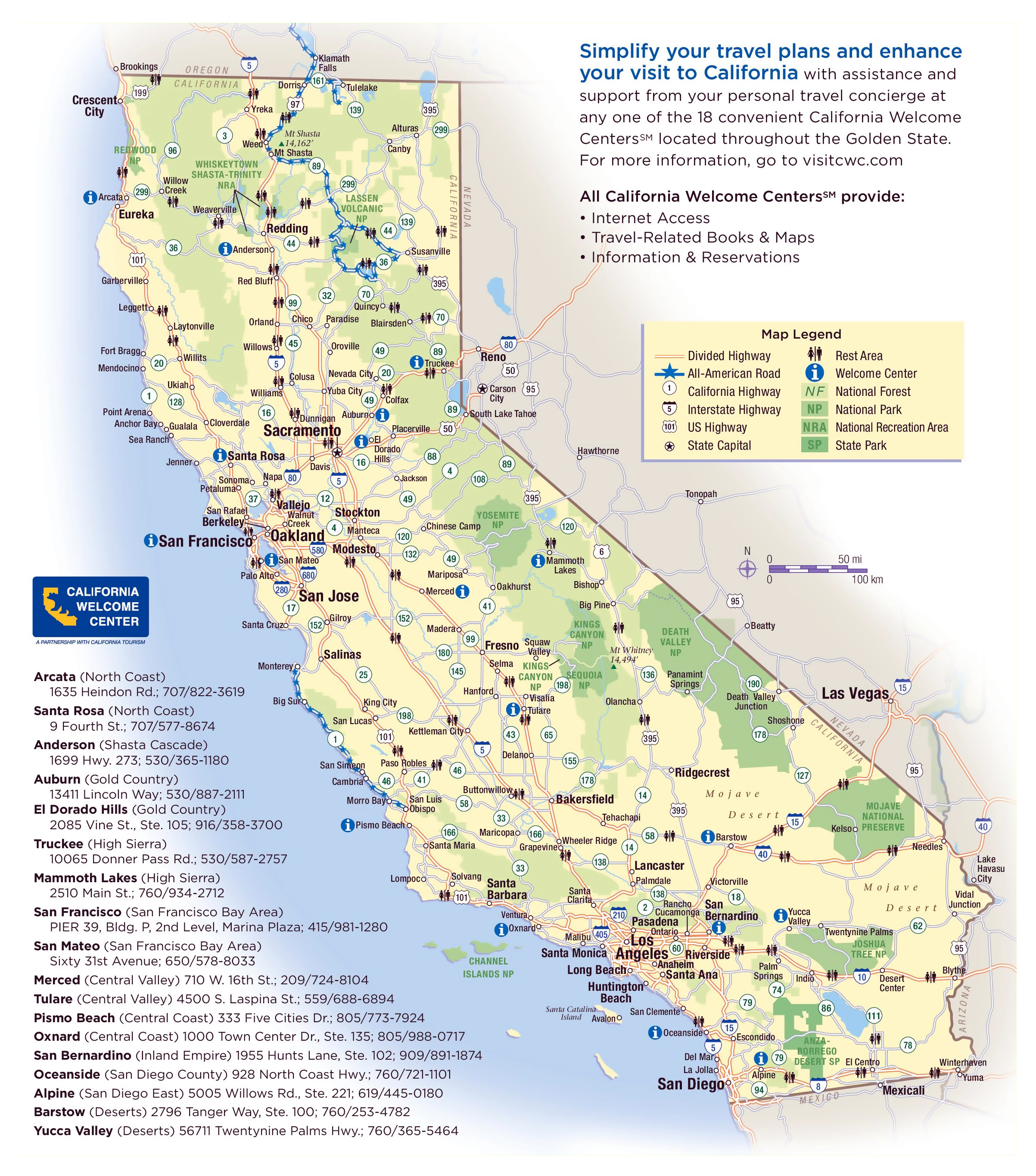 Large Detailed National Parks Map Of California State 