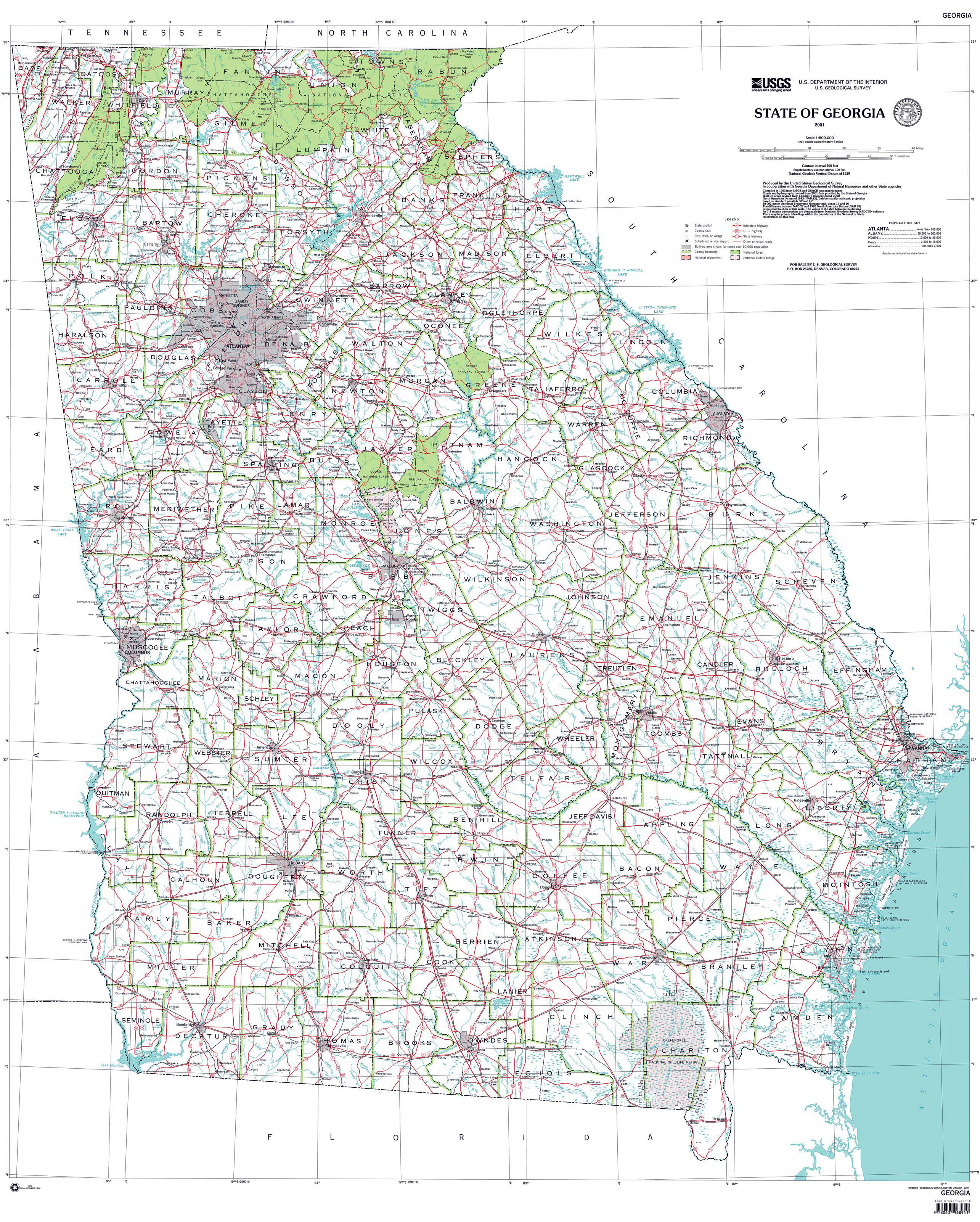 Large Administrative Map Of Georgia State Georgia State Usa Maps Of The Usa Maps 0329