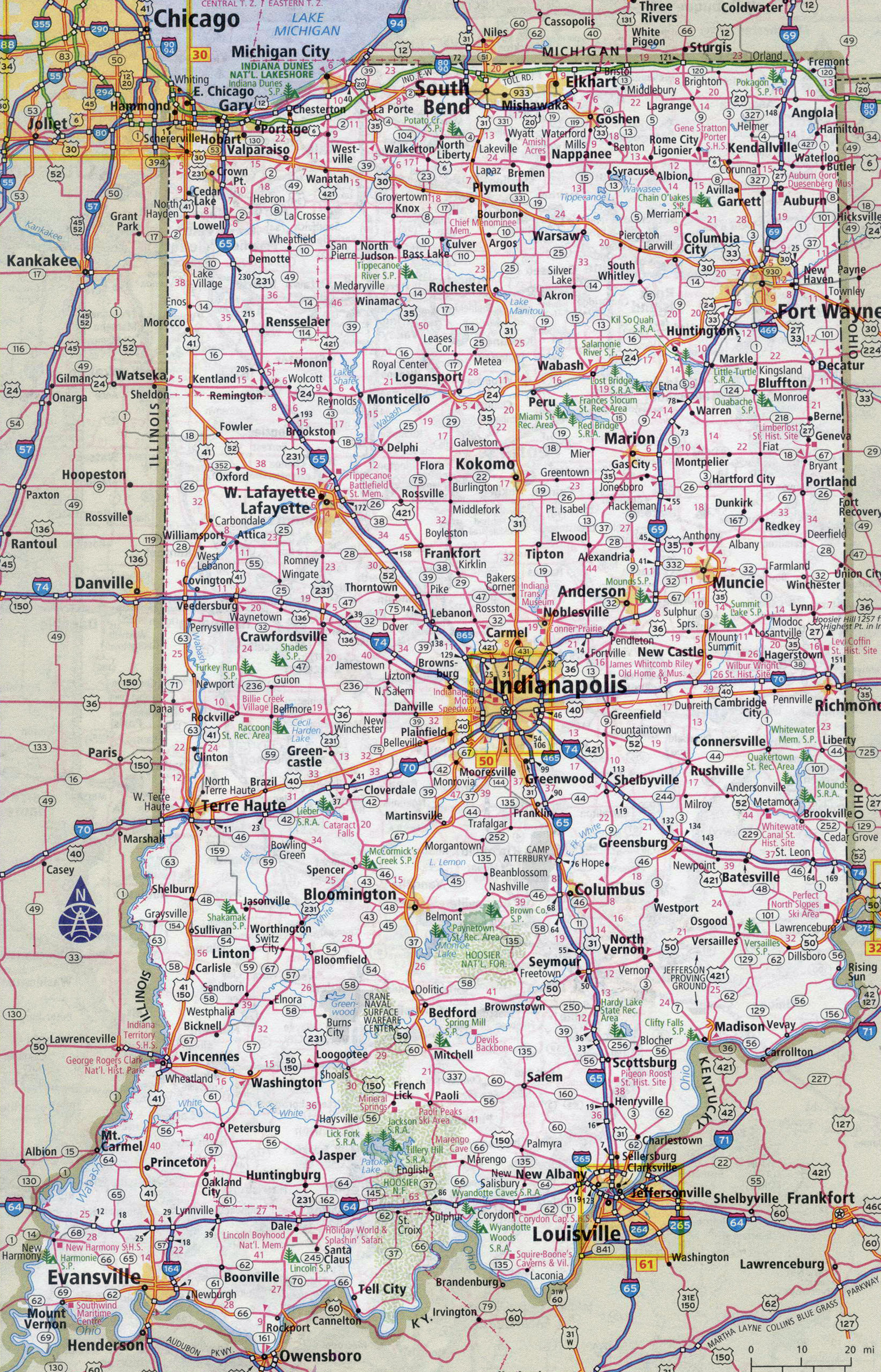 Indiana Maps With Cities Large detailed roads and highways map of Indiana state with all 