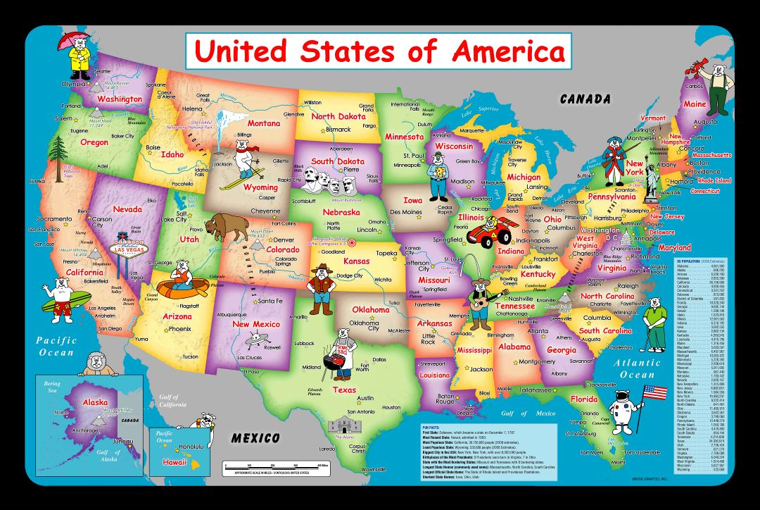 Large Detailed Kids Map Of The Usa Small 