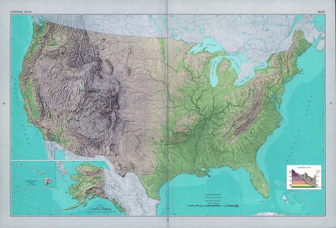 Large Detailed Shaded Relief Map Of The Usa Small 