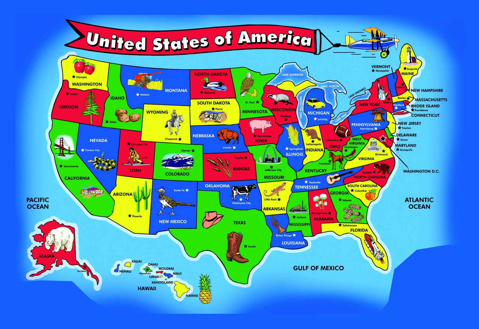 Usa Map For Kids Laminated United States Wall Chart Map 18 X 24 - Photos