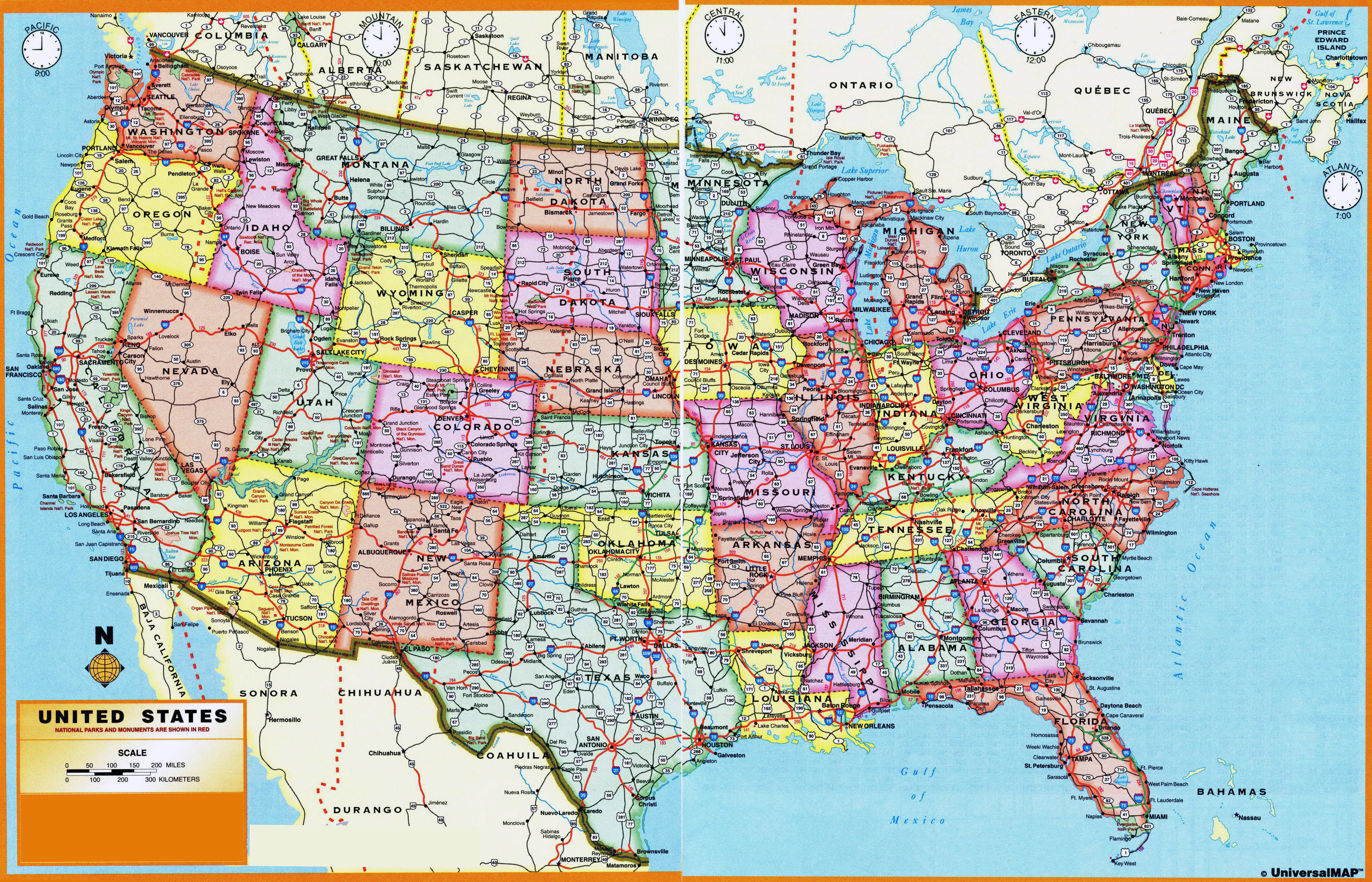 Usa Map With Scale Large scale administrative divisions map of the USA | USA | Maps 