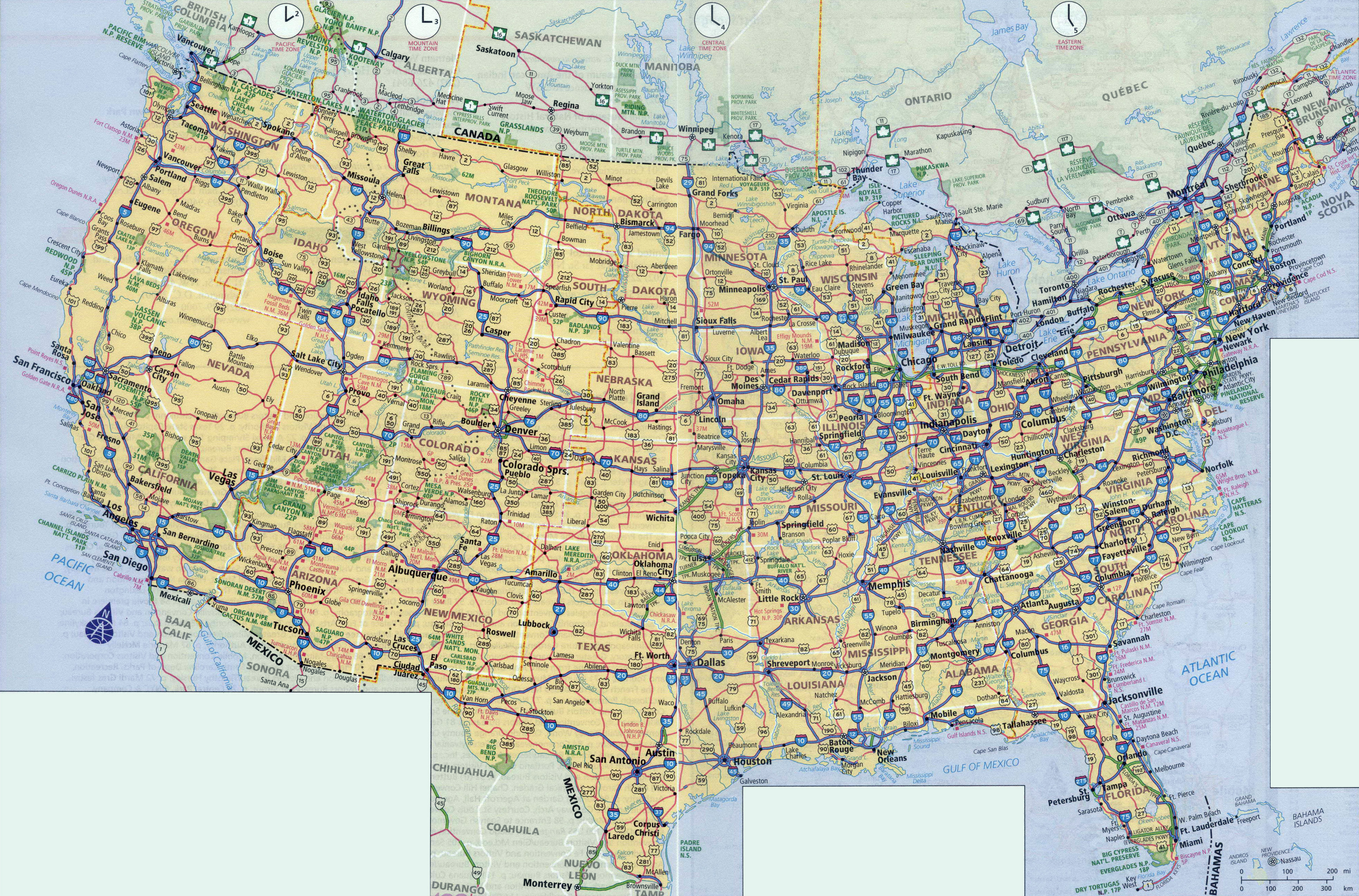 Large scale highways map of the USA, USA, Maps of the USA