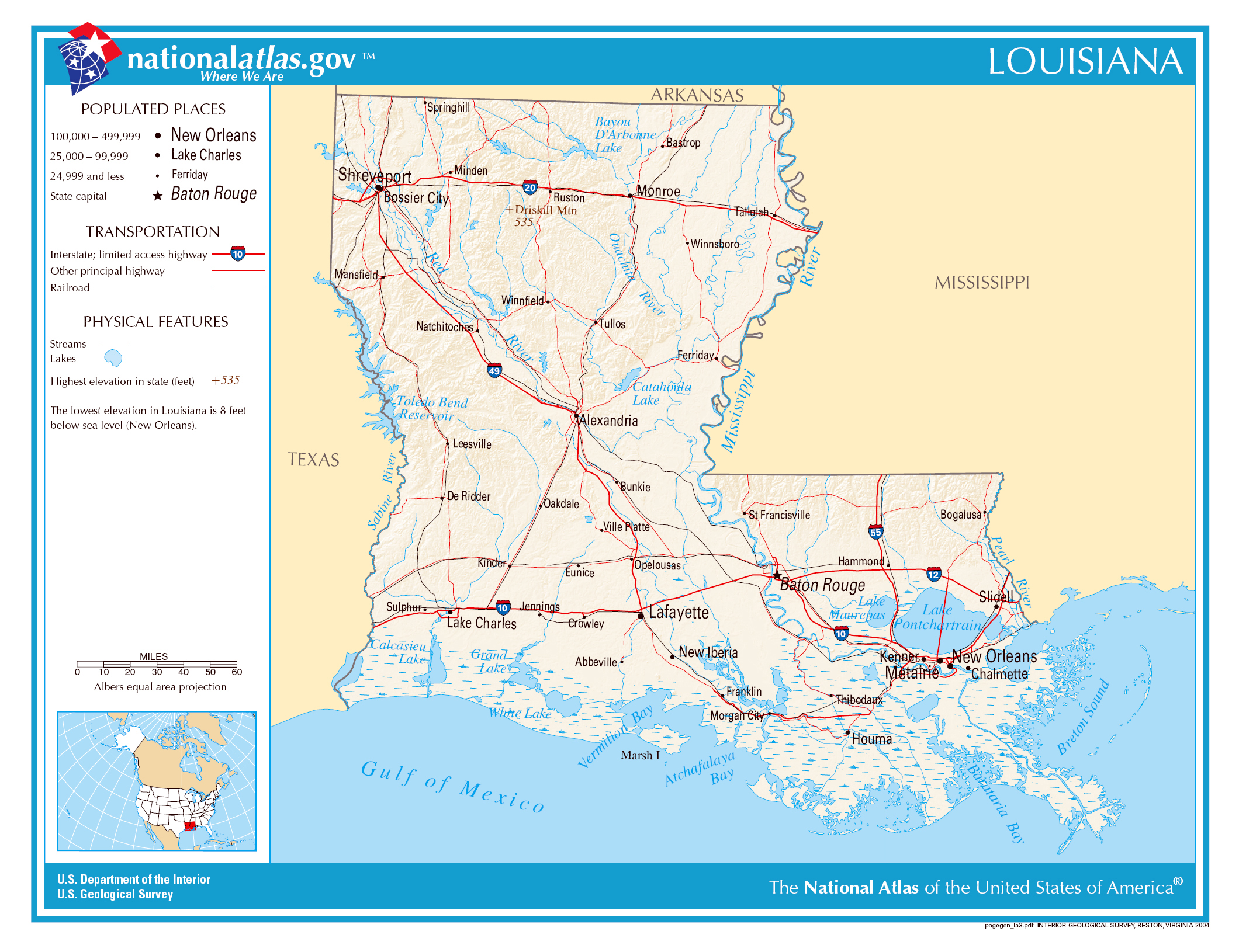 Large detailed map of Louisiana state, Louisiana state, USA, Maps of the  USA