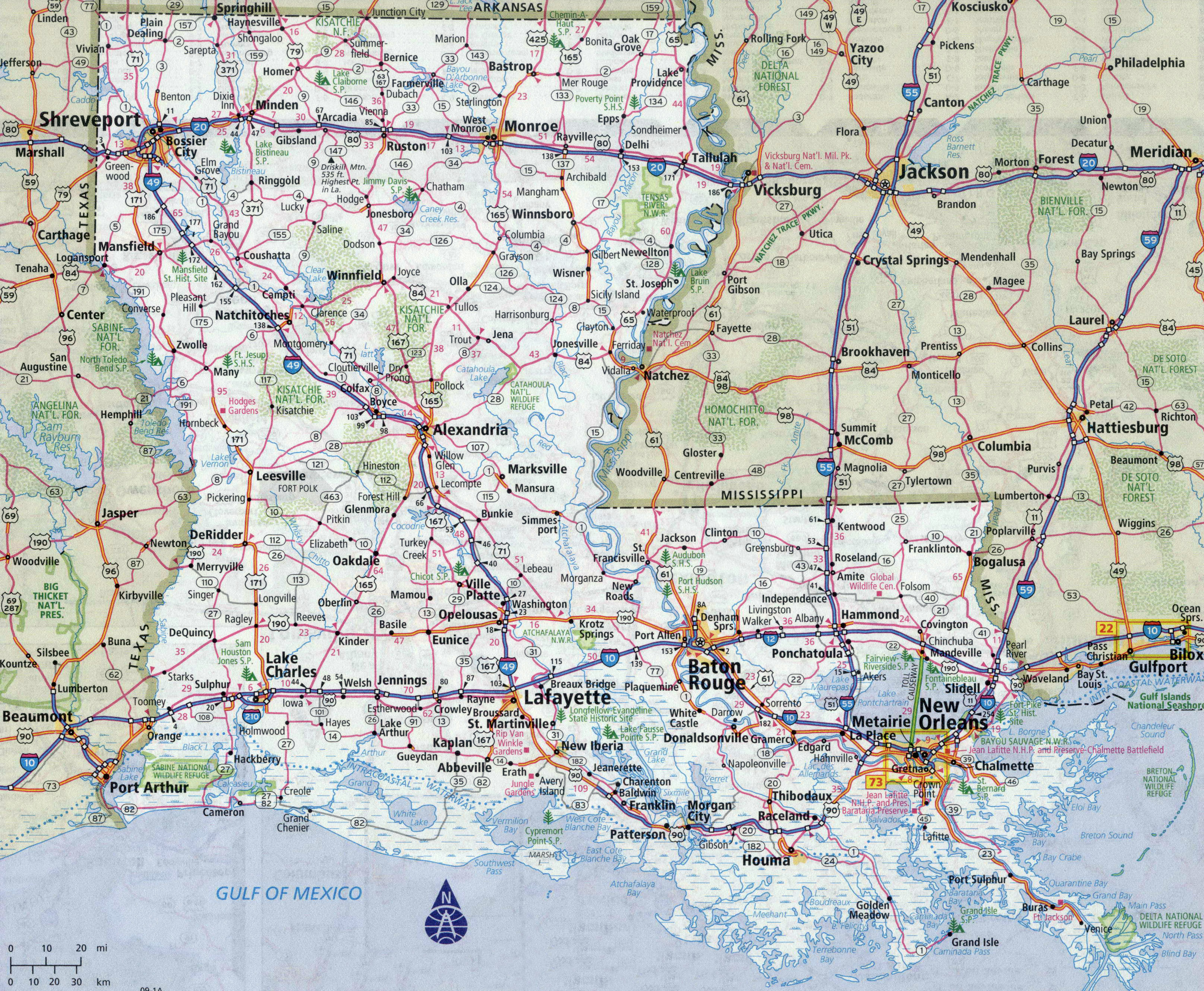 Louisiana Road Map - Check road network of State Routes, US Highways, and  Interstate Highways in Louisiana at Whereig.