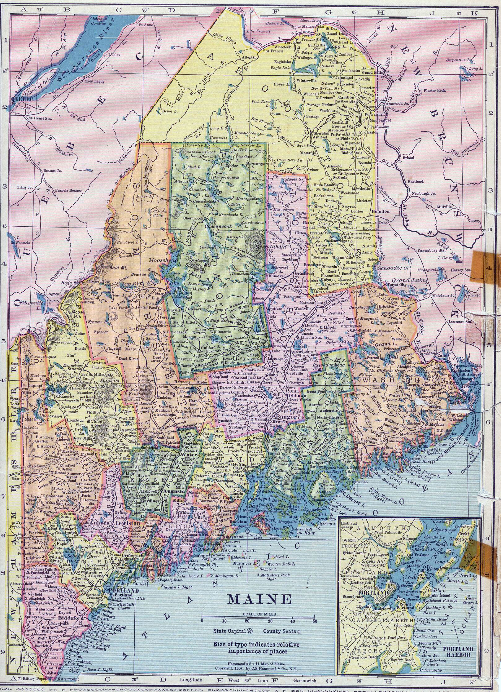 Detailed Map Of Maine Usa