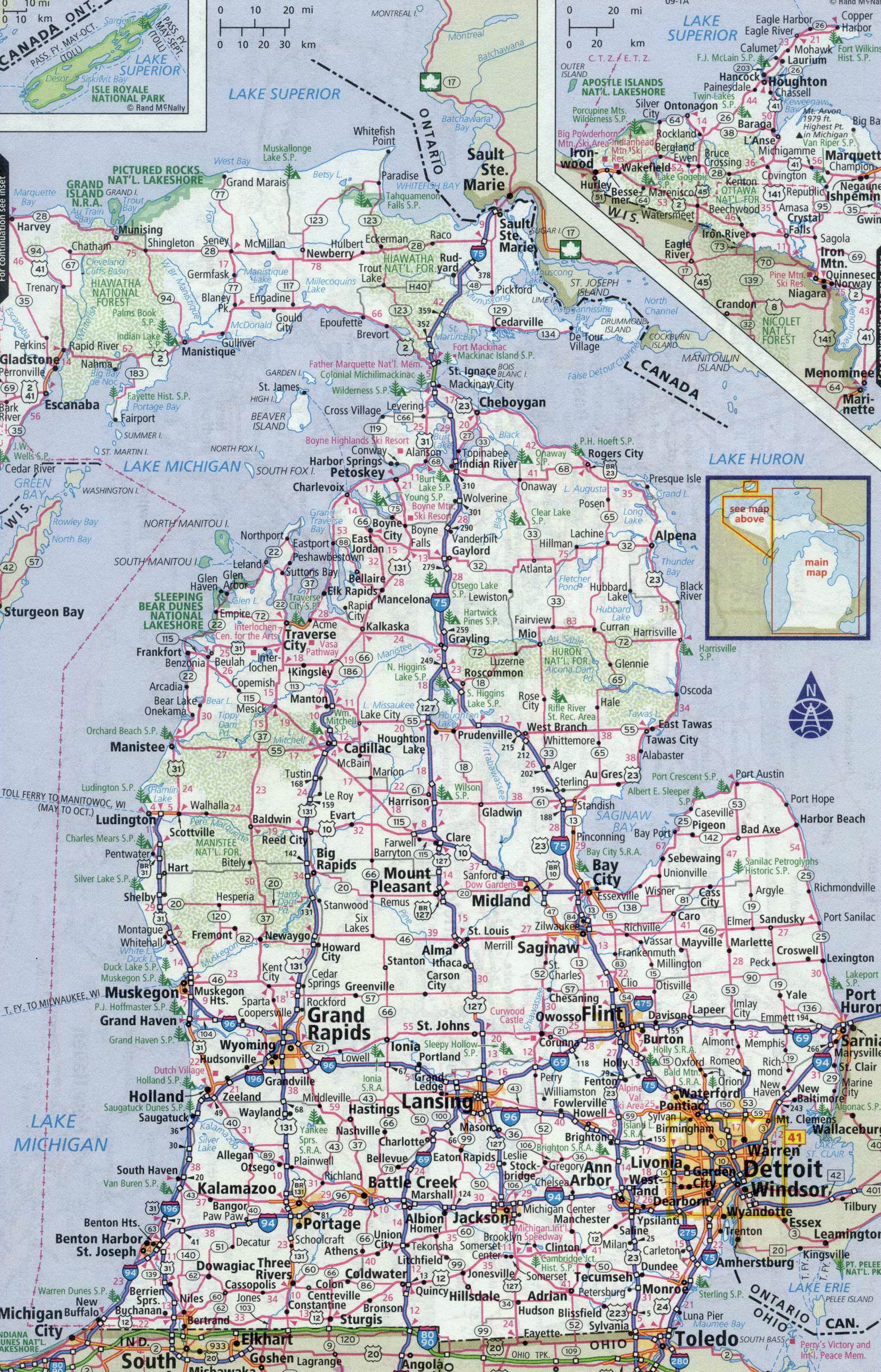 Map Of Michigan With Cities Large Detailed Roads And Highways Map Of Michigan State With All Cities |  Michigan State | Usa | Maps Of The Usa | Maps Collection Of The United  States Of America