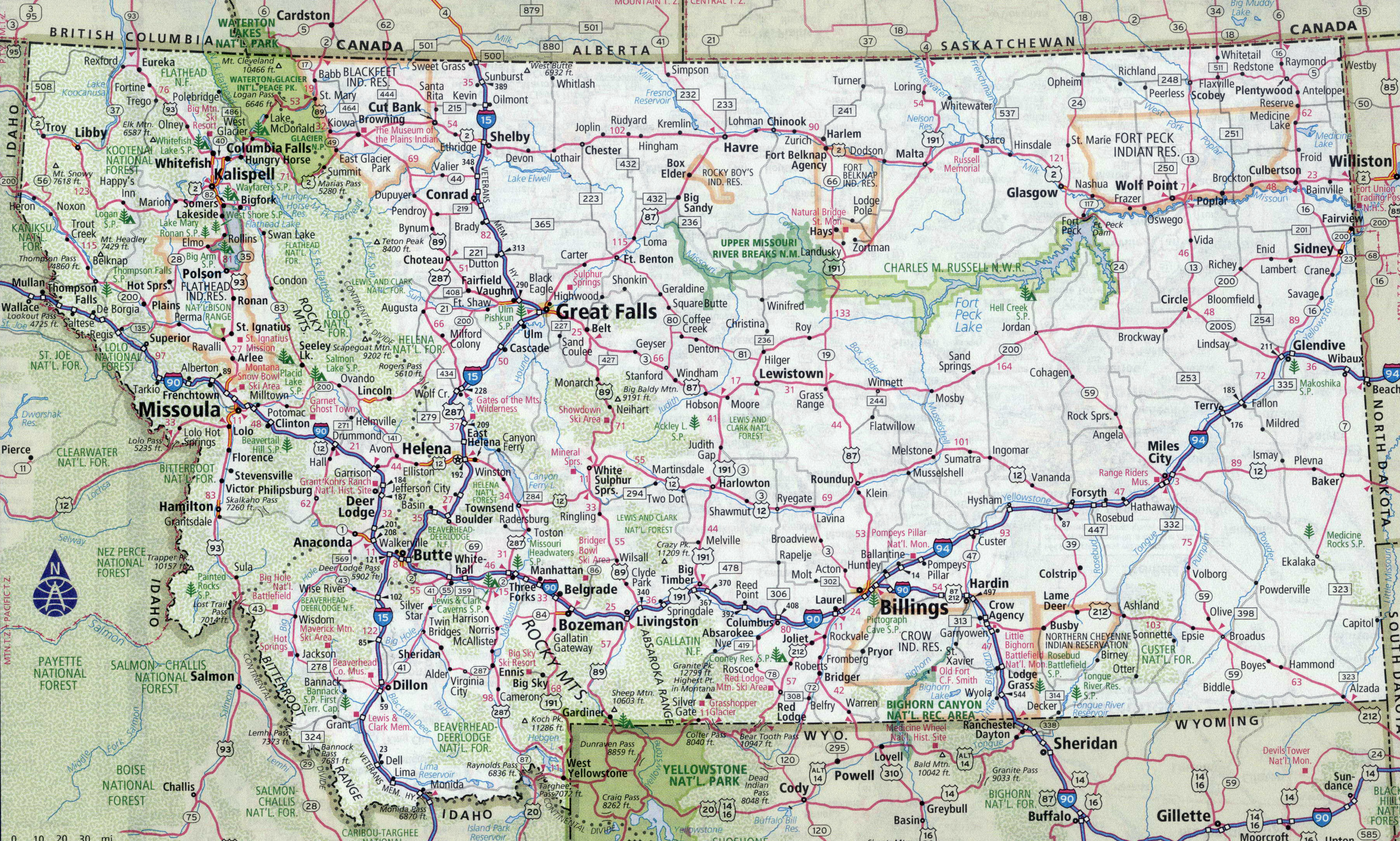 Map Of Montana Roads Large detailed roads and highways map of Montana state with all 