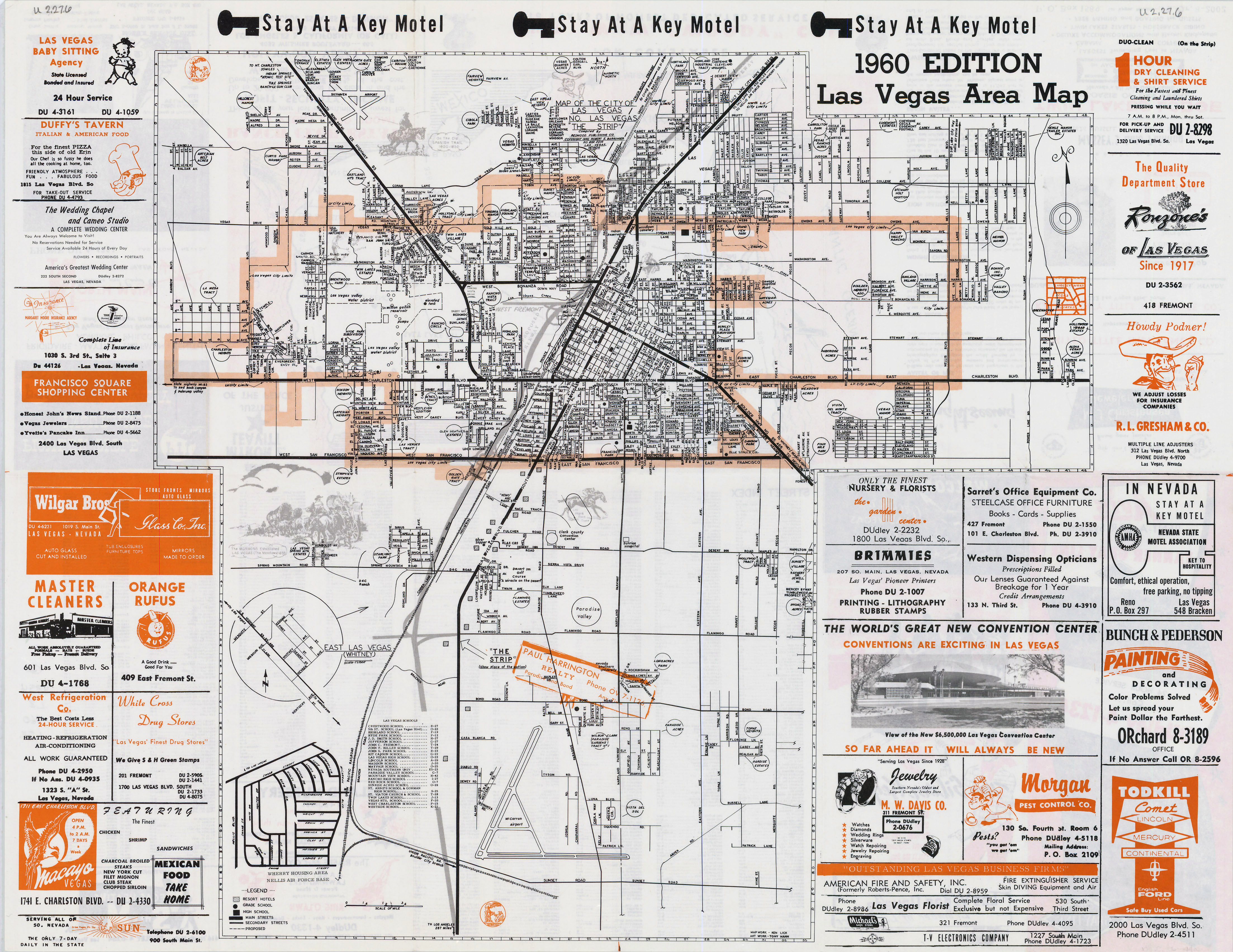 Large map of casinos and hotels of Las Vegas city, Las Vegas, Nevada  state, USA, Maps of the USA