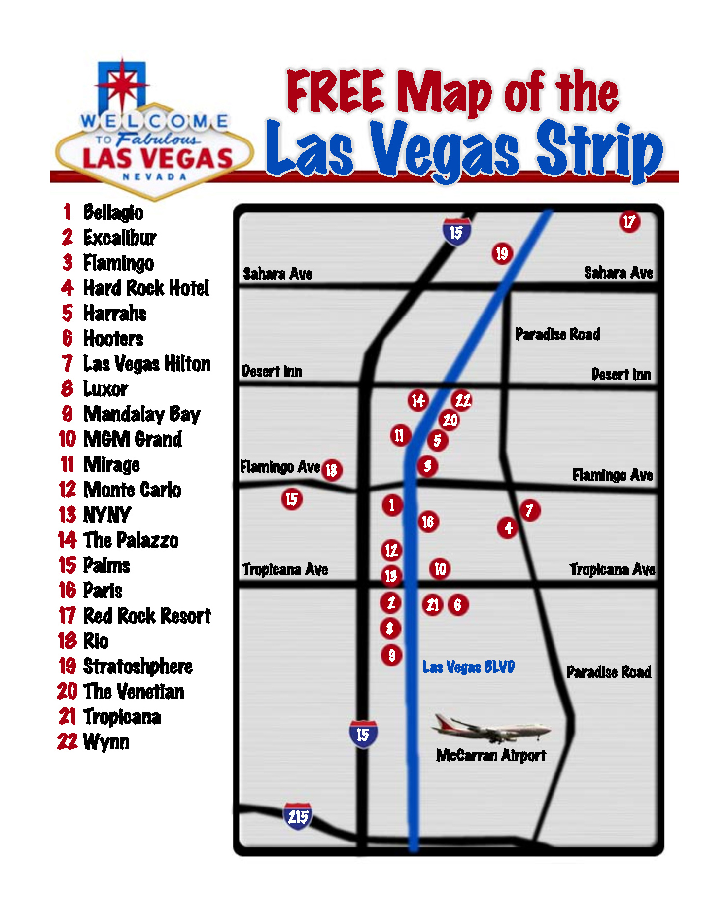 2011 map of the Las Vegas strip (9/25/11)