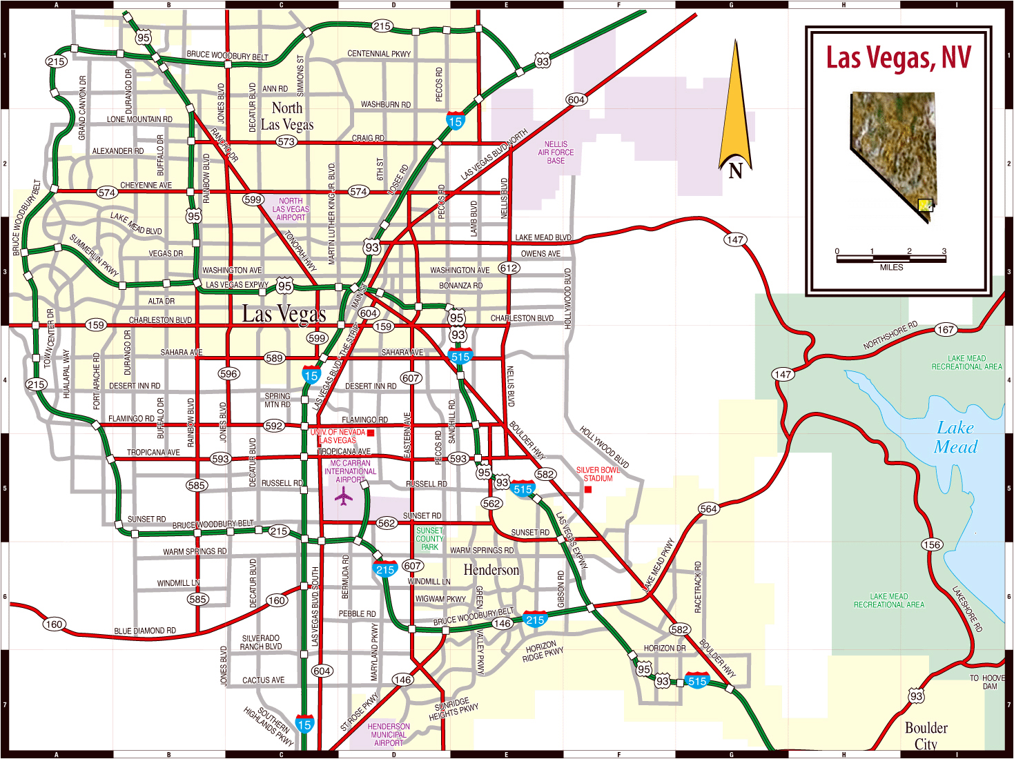 Large road map of Las Vegas city | Las Vegas | Nevada state | USA