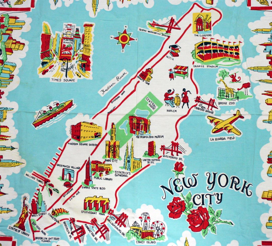 Detailed illustrated tourist map of New York city New York New York