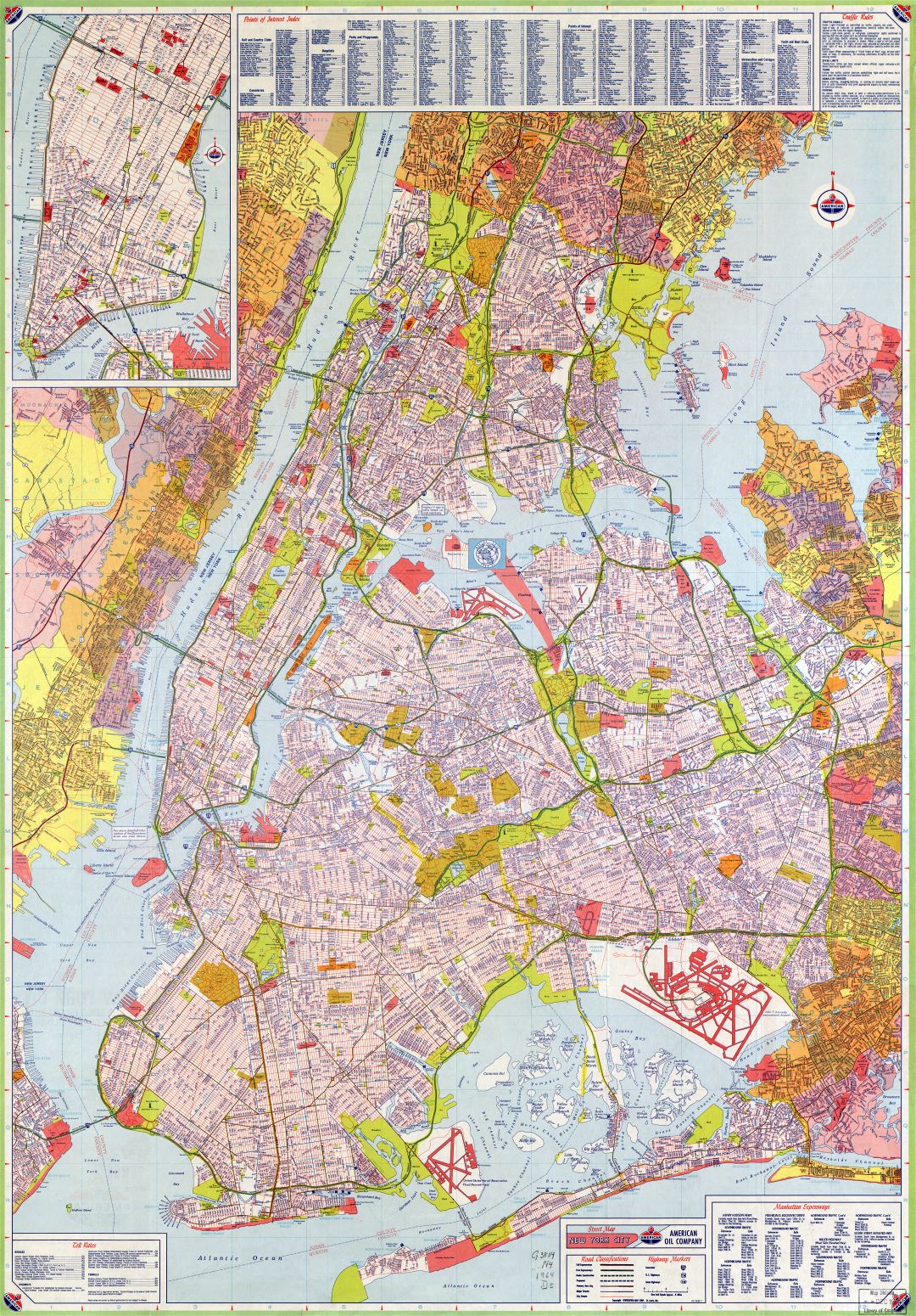 Large scale HiRes detailed full road map of New York city (USA) with ...