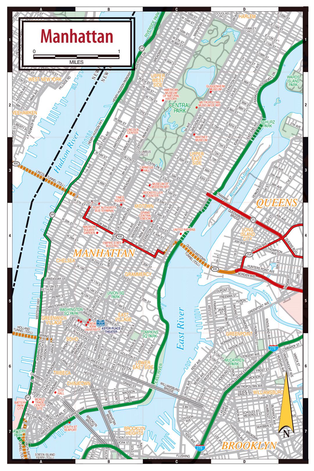 Manhattan streets map | New York | New York state | USA | Maps of the ...