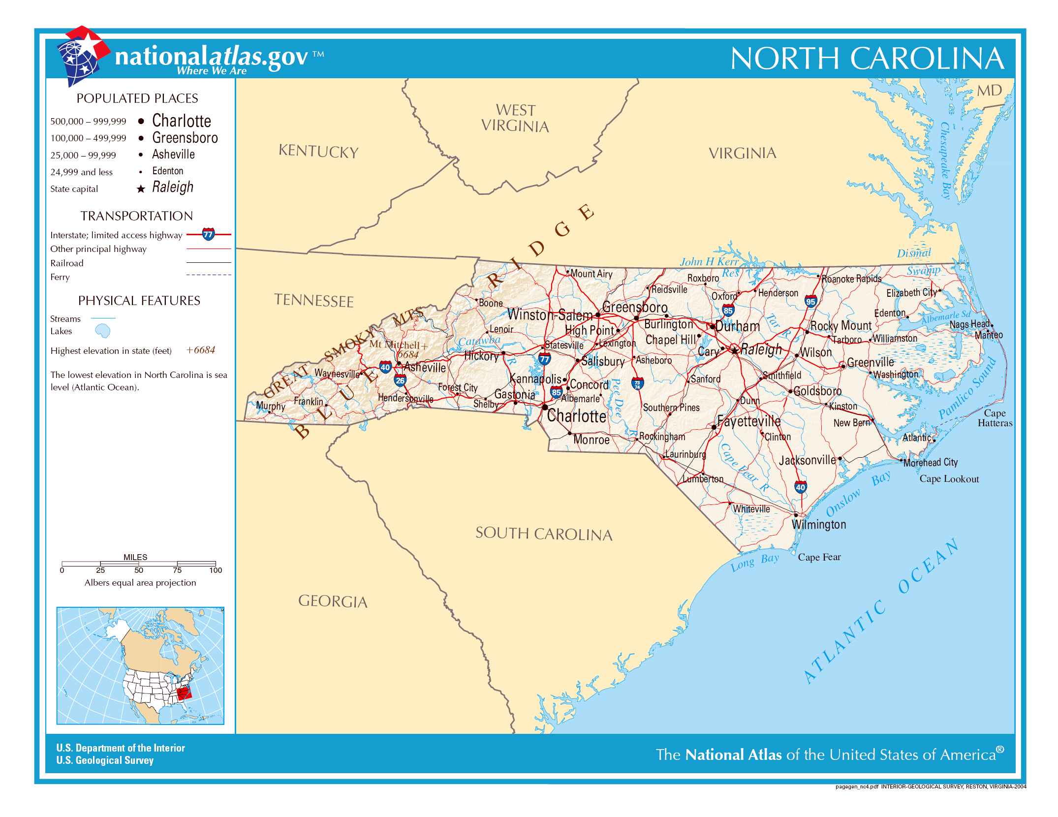 Large Detailed Map Of North Carolina State North Carolina State Usa Maps Of The Usa Maps Collection Of The United States Of America