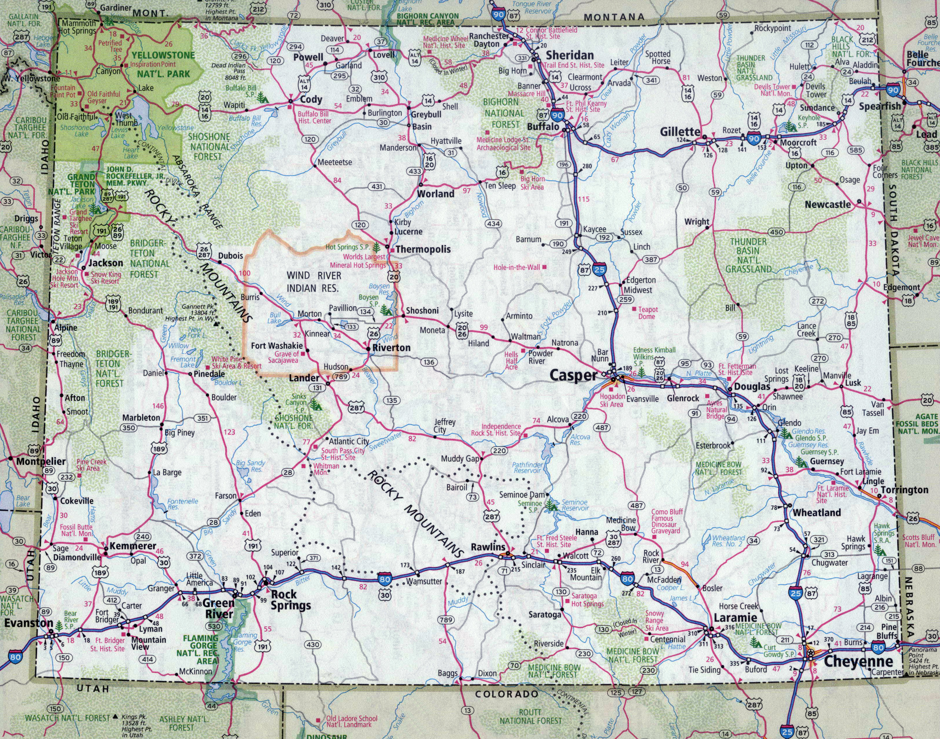 Road Map Of Wyoming With Cities